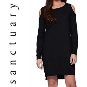 SANCTUARY M Amy Cold Shoulder Sweater Dress Black Medium